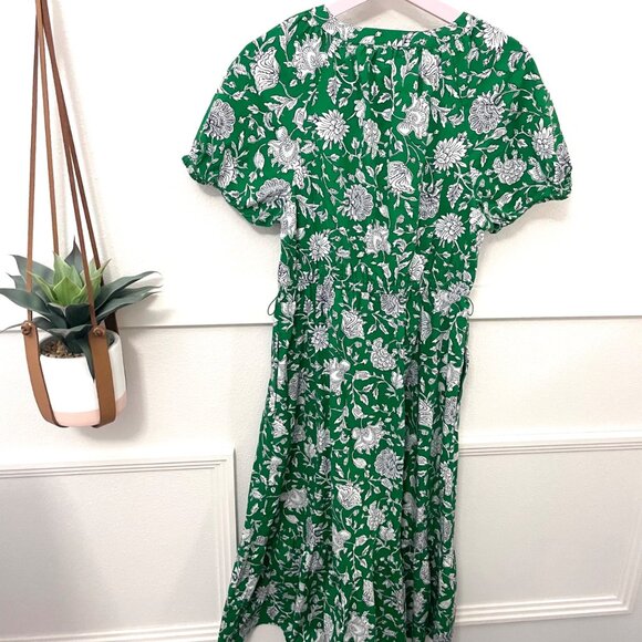 NWOT J. Crew Green Floral Midi Short Sleeve Dress BY517 Size 8 Cottagecore - Picture 7 of 7